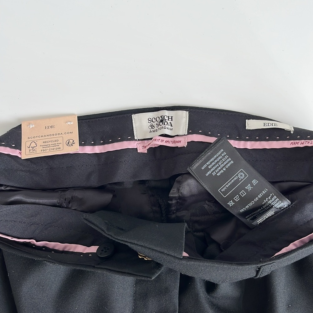 NWT Scotch & Soda Edie Black High Rise Wide Leg Pants 24/30 - Picture 5 of 11